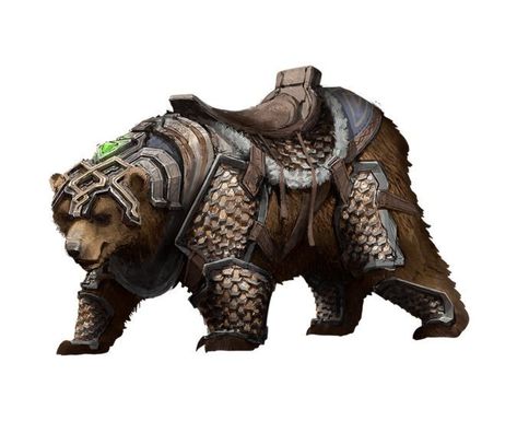 Armored Animals, Creatures Fantasy Art, Animal Armor, Fantasy Mounts, Bear Mounts, Heroic Fantasy, Fantasy Beasts, Creature Drawings, Dungeons And Dragons Homebrew