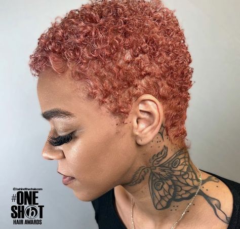 Rose Gold Hair Black Women, Strawberry Blonde Pixie, Rose Blonde Hair, Big Chop Natural Hair, Short Hair Waves, Short Shaved Hairstyles, Tapered Natural Hair, Pro Hair, Natural Hair Cuts