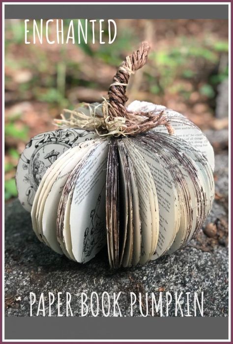 Enchanted paper book pumpkin is the one you need to have this fall in your house! Stunning fall diy project! Easy to follow instructions. Book Pumpkin, Pumpkin Books, Fall Pumpkin Crafts, Folding Origami, Book Page Crafts, Fall Halloween Crafts, Fall Crafts Diy, Autumn Crafts, Diy Pumpkin