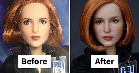 Ukrainian Artist Continues To Remove Makeup From Dolls To Repaint Them In A Very Realistic Way By Hidreley.  https://ift.tt/2HDmIw0 Link to full article via bio.  #blogpost #makeup #dolls #realism #painting #art #popculture #makeover #gilliananderson #xfiles #tv Barbie Repaint, Doll Customs, Dolls Hair, Ooak Barbie, Remove Makeup, Male Doll, Bleach Blonde, Large Eyes, Self Image