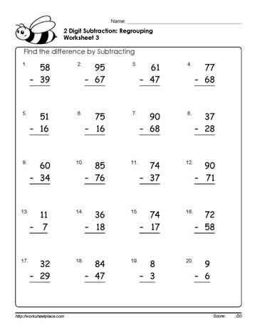 FREE MATH PRINTABLE~  2-digit subtraction with regrouping worksheet. 2 Digit Subtraction, Subtraction With Regrouping Worksheets, Math Subtraction Worksheets, Regrouping Subtraction, Subtraction With Regrouping, Math Subtraction, Addition And Subtraction Worksheets, 2nd Grade Math Worksheets, Subtraction Worksheets