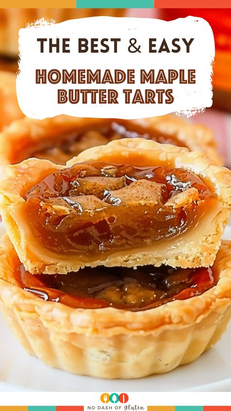 Indulge in these Homemade Maple Butter Tarts! With a flaky crust, gooey maple filling, and sweet raisins, they're a family favorite. Ready in just 35 minutes, these tarts are perfect for any occasion. Save this recipe and treat yourself to a delightful dessert today! Maple Butter Tarts Recipe, Maple Tarts Recipe, Maple Syrup Tarts, Healthy Butter Tarts, Butter Tart Pie Recipe, Maple Syrup Butter Tarts, Butter Tarts With Maple Syrup, Maple Butter Tarts, Butter Tarts Recipe Easy