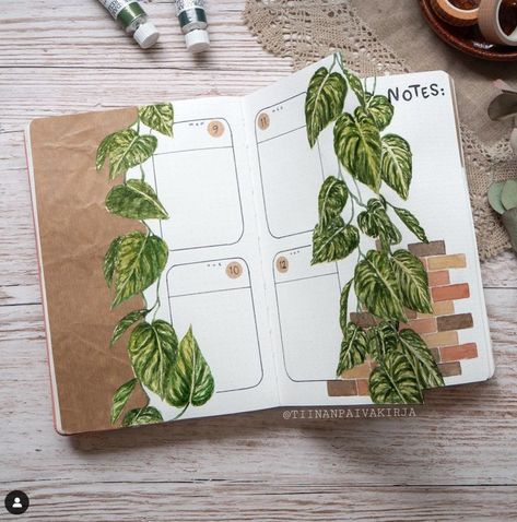 Indoor Plants Art Inspo Drawing Painting Bullet Journal Ideas Inspiration Plants Journal Ideas, Journal Ideas Plants, Books Ideas Design, Plants Journal, Plant Scrapbook Ideas, Plant Scrapbook, Plant Bullet Journal Theme, Nature Bullet Journal, Journal List Ideas