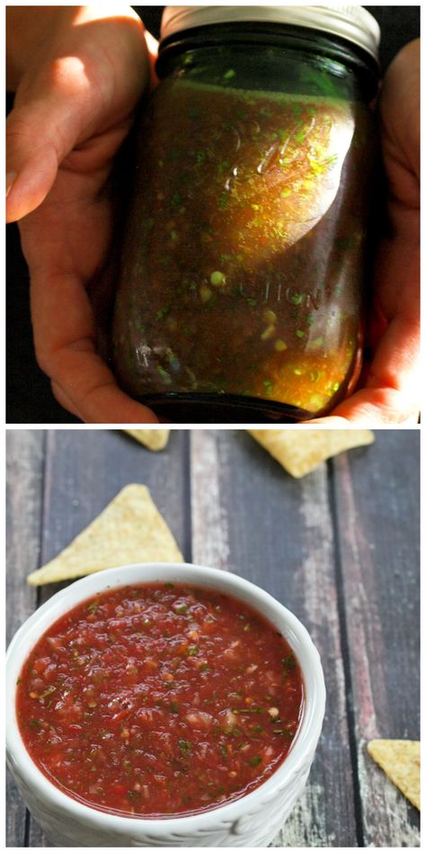 Homemade restaurant style salsa with Fresh tomatoes Mexican Restaurant Salsa, Salsa With Fresh Tomatoes, Restaurant Salsa Recipe, Mexican Sides, Tomato Salsa Recipe Fresh, Restaurant Style Salsa Recipe, Restaurant Salsa, Salsa Canning Recipes, Fresh Salsa Recipe