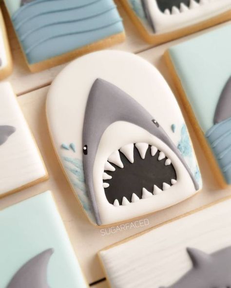 Tomb Stone, Cookie Decorating Icing, Beach Cookies, Scary Cute, Shark Cookies, Summer Cookies, Animal Cookies, Birthday Cookies, Cake Cookies