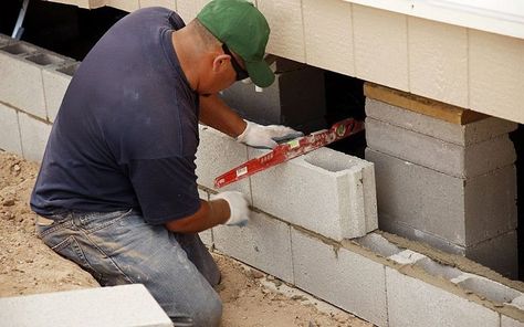 #HouseUnderpinning #HomeMaintenance #FoundationInsights #Dirt2TidyTips #EducateYourself Diy Mobile Home Skirting, Mobile Home Skirting Ideas, House Skirting, Home Skirting, Mobile Home Skirting, Masonry Blocks, Diy Exterior, Get Schooled, Front Facade