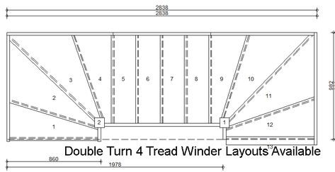 double winder staircase will enable better use of restricted hall area and allow for revised circulation on 1st floor ideally reverse present arrangement Stairs Floor Plan, Winder Staircase, Staircase Drawing, Winder Stairs, Staircase Layout, Stair Layout, Stairs Width, Stair Plan, Small Staircase