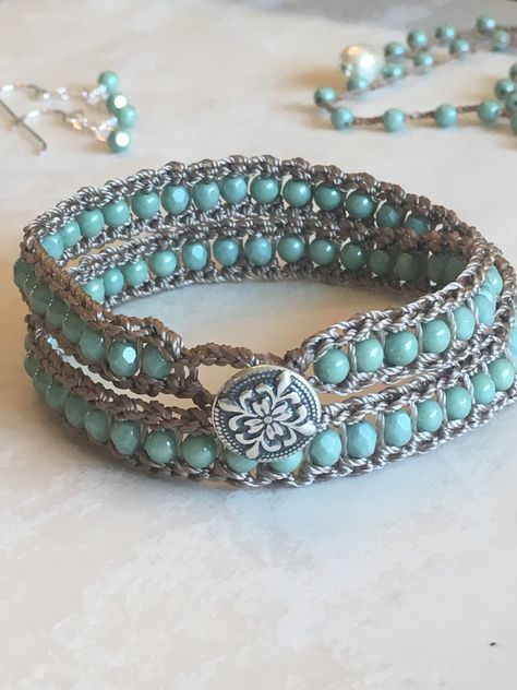 Ravelry: Bead Crochet Wrap Bracelet - 1 to 5 Wraps by Michele Buttgereit Crochet Wrap Bracelet, Crochet Bracelet Pattern, Crocheted Jewelry, Wire Crochet Jewelry, Crochet Beads, Crochet Beaded Bracelets, Steel Crochet Hooks, Beaded Crochet, Crochet Wrap