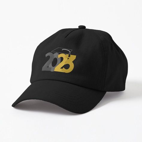 * Bold Gold Class of 2023 Grad Cap Cap by #Gravityx9 at Redbubble * CONGRATS TO THE GRAD! * Show your support for the Class of '23 ! * Several color options * At Redbubble, this design is on fashion for adults & kids, home decor, stickers, posters, bags of all sizes, mugs and more! * graduation hat * graduation cap #gradcap #graduationhat #graduationcap #graduation #classof2023 #just4grad 0423 Grad Cap Designs, Gold Class, Gift For Graduation, Class Of 2025, Graduation Hat, Decor Stickers, Class Of 2023, Congrats Grad, Grad Cap