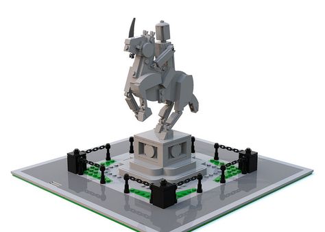 Equestrian statue | O Wingård | Flickr Lego Statue, Lego Tables, Lego Plants, Lego Road, Lego History, Lego Hacks, Lego Village, Lego Techniques, Lego Winter