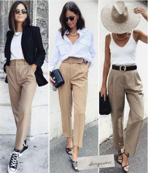 Best Camel Casual Pant for Office and Outside Wear | TRY this Camel color in this season | Best Business and Smart casual for office wear to try in this Season | New Business Causual dressing #businesscasualoutfits #officeoutfits #cuteoutfits #cameloutfits Beige Pants Outfit, Wardrobe Essentials For Women, Outfits Primavera, Smart Casual Work Outfit, Mode Tips, Casual Pant, Design Moda, Beige Outfit, Straight Leg Pant