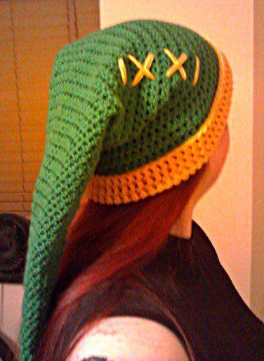 LARPkitten's Crafty Things - Legend of Zelda - Link Hat (Crochet Pattern) @Ashley Bronander should I make this for Aaron? Link Hat Crochet Pattern, Crochet Link Hat Pattern Free, Link Hat Crochet, Link Crochet Hat Zelda Free Pattern, Free Crochet Puppet Patterns, Link Hat Crochet Pattern Free, Crochet Link Hat, Crochet Cosplay Pattern Free, Crochet Pattern Free Hat