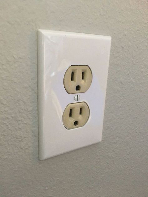 Hate Your Ugly Outlet? Steal These 11 Ideas Burlap Kitchen, House Maintenance, Almond Color, Electrical Outlet Covers, House Tips, Outlet Cover, Decor Guide, Home Repairs, Electrical Outlets