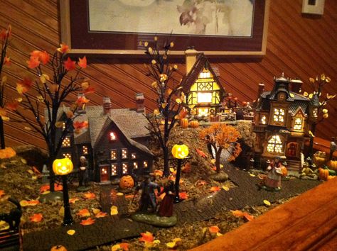 Dickens All Hallow Eve Village Halloween Village Display Ideas, Thanksgiving Village, Halloween Fairies, Clay Village, Fall Village, Holiday Village Display, Halloween Villages, Lemax Halloween Village, Lemax Halloween