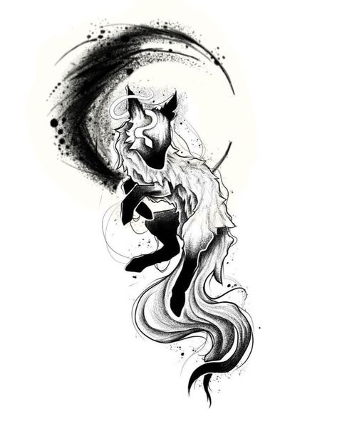 Sakura Fox Tattoo, Dark Fox Tattoo, Fox Tattoo Men, Fox Tattoo Ideas, Small Fox Tattoo, Fenrir Tattoo, Fox Tattoo Design, Rune Tattoo, Fantasy Tattoos