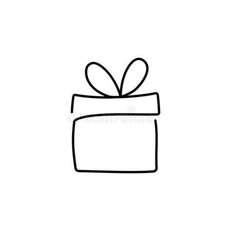 Gift Tattoo Present, Christmas Minimalist Illustration, Present Box Drawing, Gift Logo Design Ideas, Outline Drawings Simple, Gift Box Logo Design, Box Drawing Ideas, Gift Box Tattoo, Gift Box Drawing