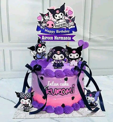 Kuromi Cakes Ideas, Kuromi Cake Ideas Birthdays, Kuromi Cake Ideas, Kuromi Birthday Cake, Pastel Kuromi, Kuromi Cake, Kuromi Core, Kuromi Theme, Kitty Birthday Cake