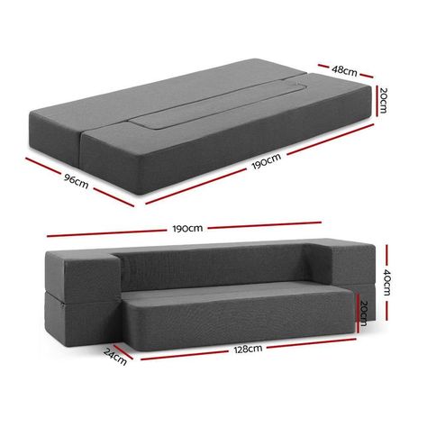 Portable Sofa Bed Folding Mattress - Evopia Sofa Come Bed, Foam Sofa Bed, Bed Folding, Lounger Chair, Grey Sofa Bed, Foam Sofa, Foldable Mattress, Folding Mattress, Folding Sofa