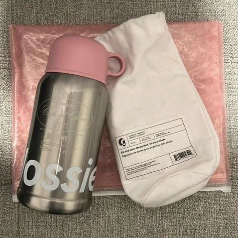 Glossier Bottle, Glossier Thermos, Glossier Water Bottle, Glossier Tumbler, Glossier Accessories, College Supplies, Pink Pouch, Slouch Socks, Girly Stuff