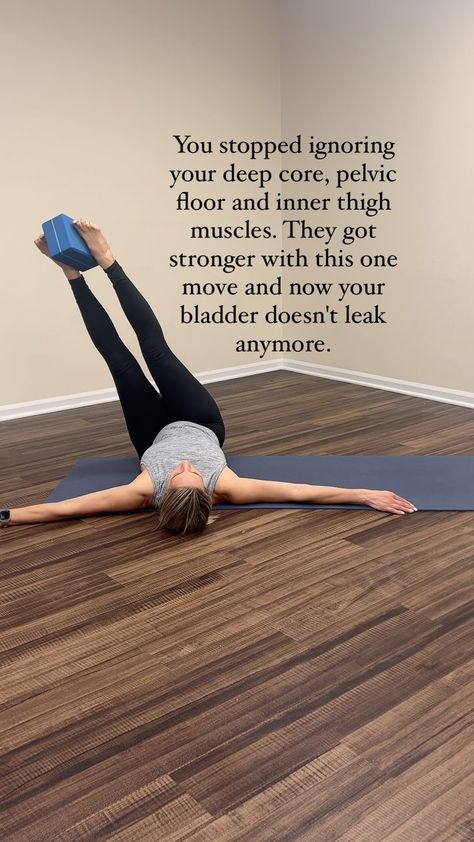 Mandy Froehlich, M.S., 500-RYT | Grab a block/pillow/small Pilates ball and try this one. The move that gives back in so many ways. | Instagram Pelvic Floor Muscle Exercise, Pilates Ball, Magical Room, Deep Core, Deep Squat, Pelvic Floor Exercises, Tight Hips, Easy Yoga Workouts, Yoga Stretches