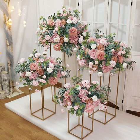 Wedding Flower Arrangements Table, Wedding Columns, Wedding Flower Vase, Table Centerpiece Flower, Floral Party Decorations, Crafts Room, Wedding Vases, Artificial Silk Flowers, Floral Set