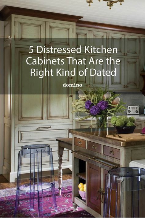 Distressed Cabinets Diy, Shabby Kitchen Cabinets, Distress Cabinets Kitchen, Distressed White Cabinets, How To Distress Cabinets Diy, Glazed Painted Cabinets, Distressed Cabinets Kitchen, Distress Kitchen Cabinets, Painted And Stained Kitchen Cabinets