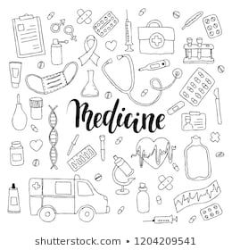 Medicine Doodle Art, Medical Doodles Hand Drawn, Medicine Doodles, Medical Doodles, Hand Drawn Calligraphy, Banner Doodle, Pen Lettering, Chalkboard Doodles, Brush Pen Lettering