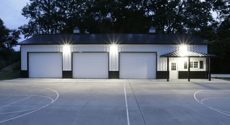 Alper & Jennifer's Garage | Morton Buildings Shop With Office Floor Plans, Man Cave Plans, Modern Pole Barn, Pole Building Garage, Steel Garage Buildings, Garage Building Plans, Rv Garages, Pole Barn Shop, Metal Shops