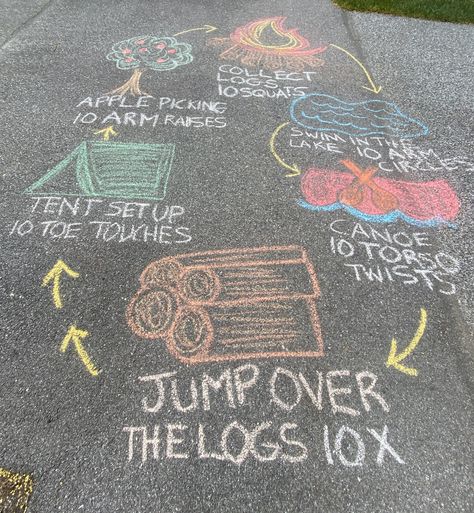 Sidewalk Games, Outdoor Chalk Ideas, Sidewalk Chalk Activities, Chalk Ideas Games, Chalk Obstacle Course Sidewalk, Chalk Hopscotch Ideas, Side Walk Chalk Obstacle Course Ideas, Preschool Obstacle Course, Chalk Obstacle Course