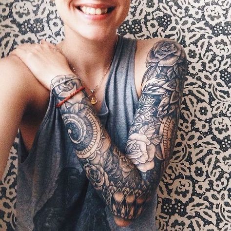 Mandala Arm Tattoo, Tattoos Masculinas, Bodysuit Tattoos, Flower Of Life Tattoo, Mandala Sleeve, Mandala Tattoo Sleeve, Sanskrit Tattoo, G Tattoo, Feminine Tattoo Sleeves