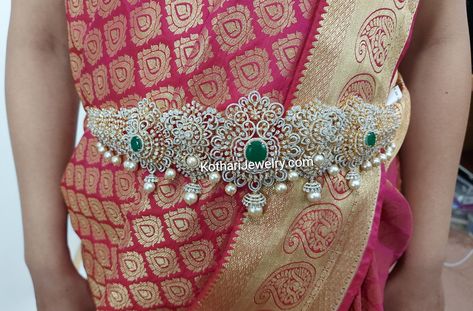 Diamond Vaddanam Design With Price, Diamond Vaddanam Design, Bridal South Indian, Diamond Vaddanam, Vaddanam Designs, Uncut Diamond Necklace, Diamond Necklace Indian, Diamond Gold Earrings, Indian Diamond Jewellery