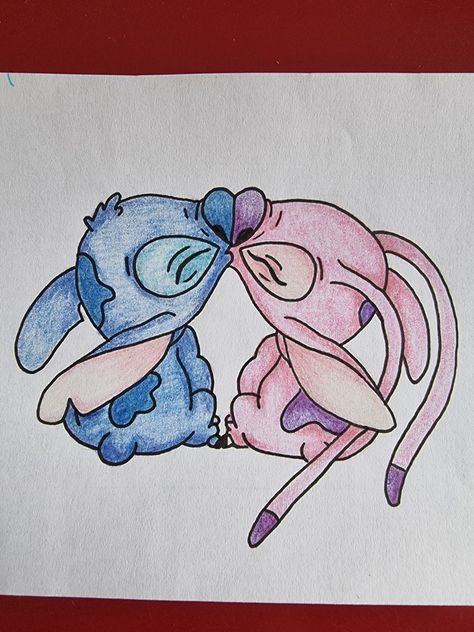 Stitch & Angel kissing Stitch And Angel Kissing, Stitch And Angle Drawings, Stitch And Angel Sketch, How To Draw Stitch And Angel, Stitch And Angel Drawing Easy, Stitch And Angel Drawing Sketches, Stitch Matching Tattoos, Angel Lilo And Stitch Drawing, Stitch Drawing Sketches