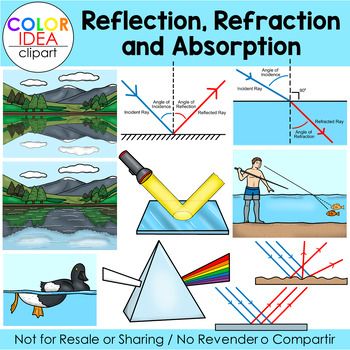 Reflection Refraction Absorption, Reflection And Refraction Of Light, Fack Snap, Reflection Examples, Light Reflection And Refraction, Light Prism, Esl Materials, Reflection Drawing, Specular Reflection