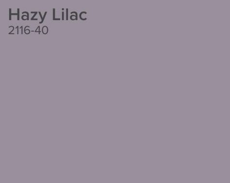 Benjamin Moore Hazy Lilac, Dusty Lavender Paint, Hazy Lilac Benjamin Moore, Lilac Bathroom Ideas, Lavendar Walls, Purple Grey Paint Color, Lilac Paint Color, Lavender Paint Colors, Hazy Lilac