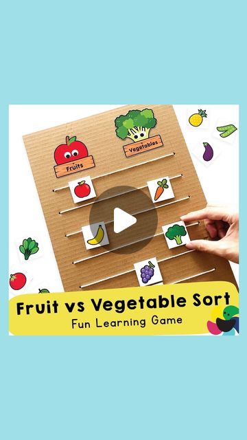 Fruit Vs Vegetable Activity, Fruit Activity For Preschool, Teacher Workshop Ideas, Fruits Activity For Preschool, Healthy Food Activities For Kids, Cardboard Activities For Kids, Fruit And Vegetables Activities For Kids, Fruits Activities For Preschool, Sorting Activities For Preschool