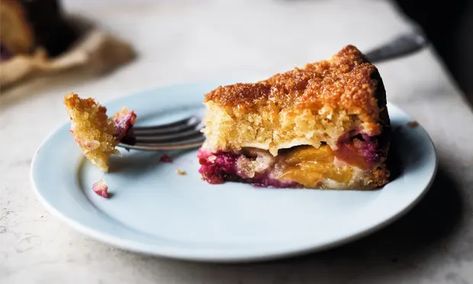 Hazelnut, peach and raspberry cake by Yotam Ottolenghi | Cake | The Guardian Ottolenghi Cake, Coconut Sheet Cakes, Meera Sodha, Ottolenghi Recipes, Hazelnut Cake, Rhubarb And Custard, Cinnamon Cake, Ginger Cake, Peach Cake