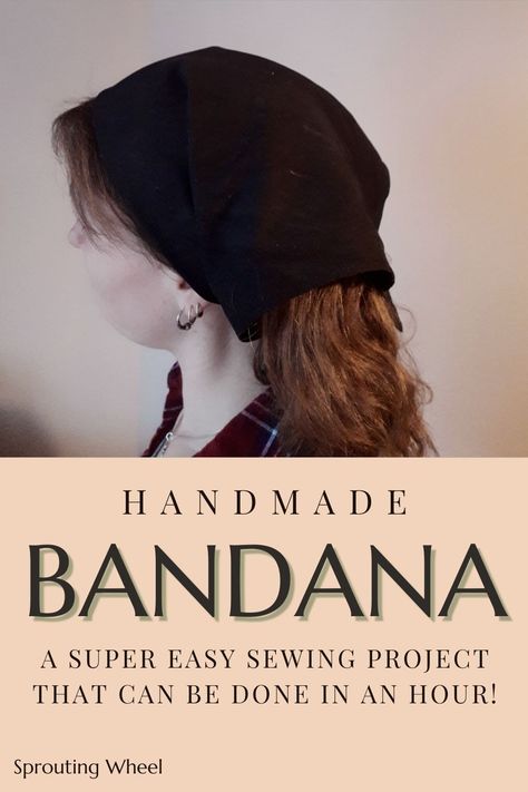 Sewing A Head Scarf, Bandana Head Covering, How To Sew A Bandana Headband, Bandana Sewing Pattern Adult, How To Make Head Scarf Sewing Tutorials, Sewing A Bandana, Head Covering Pattern Sewing, How To Sew Bandana, Hair Bandana Sewing Pattern