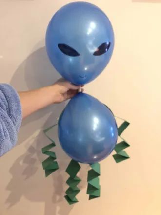 A Balloon Alien Friend - Play Inspired Mum A Balloon Alien Friend Alien Crafts, Alien Face, Purple Balloons, Diy Balloon, About Space, Balloon Diy, Fine Motor Activities, Motor Activities, Diy Homemade