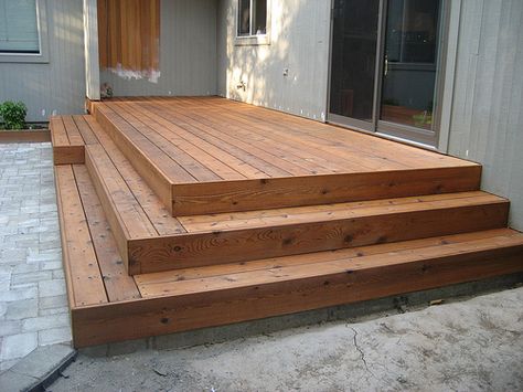 this could work for our deck Wrap Around Stairs, Patio Stairs, Patio Steps, Deck Steps, Building A Porch, Patio Deck Designs, Wrap Around Deck, Deck Designs Backyard, Deck Stairs