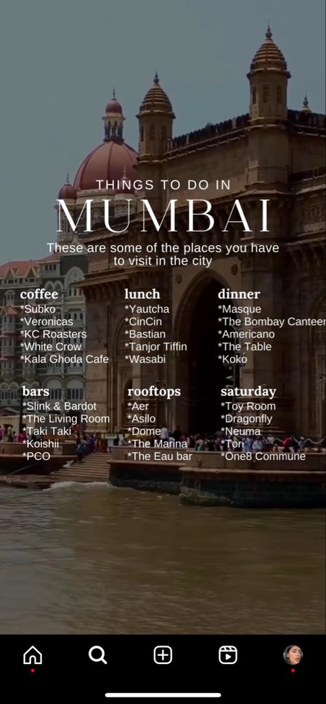 Mumbai Checklist, Bombay Captions, Mumbai Places To Visit, Countries I Want To Travel, Mumbai Bucket List, Bombay Aesthetic, Mumbai Travel Guide, Places To Visit In Mumbai, Mumbai Aesthetic