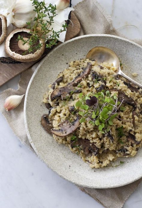 Parsnip Risotto, Barley Risotto, Brown Mushroom, Mushroom Risotto, Fodmap Recipes, Fresh Thyme, Vegetable Stock, Parsnips, Side Recipes