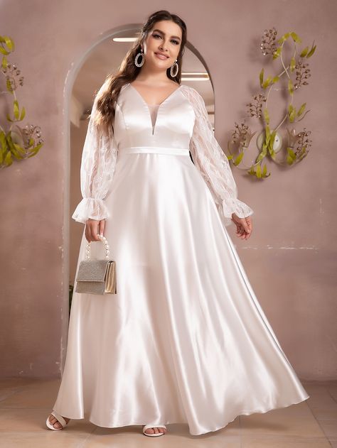 Long Gown For Wedding, Satin Gowns, Plus Size Gowns, Chiffon Fashion, Muslim Fashion Dress, Perfect Prom Dress, Boutique Dress Designs, Long White Dress, Muslim Fashion Outfits