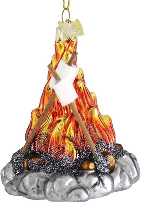 Kurt Adler NB1577 Noble Gems Campfire Ornament, 3-inch High, Glass Bonfire Decorations, Camping Smores, Camping Ornaments, Blown Glass Christmas Ornaments, Food Ornaments, Ornament Cookies, Fun Ornaments, S'mores, Glass Christmas Tree Ornaments