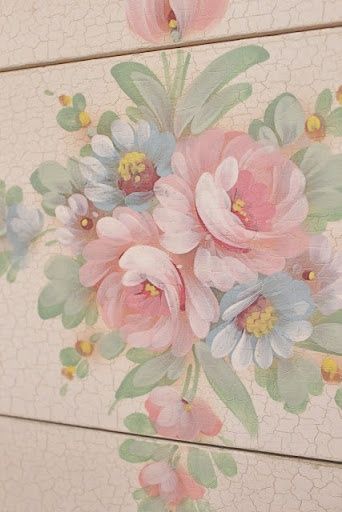 P a s t e l s . . . Painting Roses, Arte Folk, Paint Flowers, Romantic Cottage, Furniture Refinishing, Painted Dresser, Painting Furniture, French Country Cottage, Hand Painted Furniture