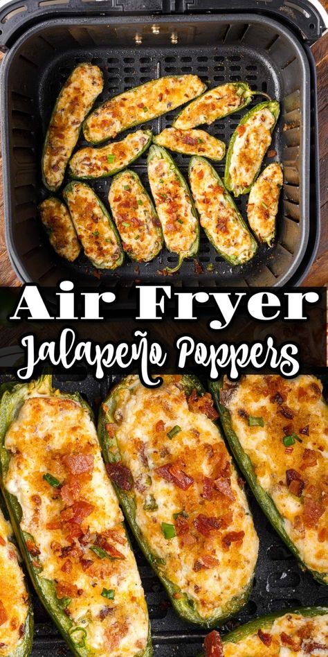 Air Fryer Jalapeno Poppers, Fried Jalapeno Poppers, Air Fryer Jalapeno, Fried Jalapenos, Jalapeno Popper Recipes, Jalapeño Poppers, Poppers Recipe, Jalapeno Recipes, Air Fryer Dinner Recipes