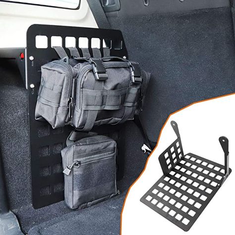 Jeep Wrangler Cargo Storage, Jeep Wrangler Trunk Organization, Jeep Wrangler Organization Ideas, Four Door Jeep Wrangler, Vanity Van, Metal Trunk, Jeep Doors, Cargo Organizer, Metal Trunks