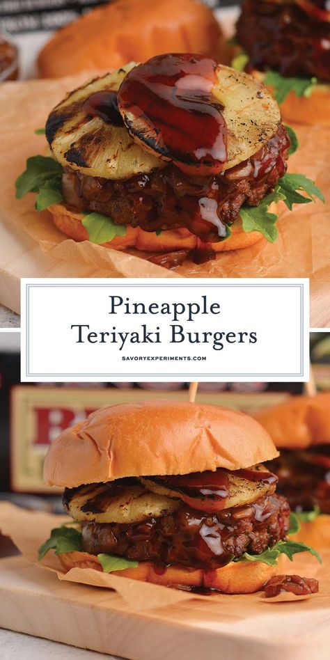 Pineapple Teriyaki Burgers (#sponsored) are the ultimate in juicy and sweet gourmet burgers using field greens, onion jam, pineapple slices and teriyaki sauce. #bubbaburger #realbeefistherealflex Bubba Burgers, Sweet Teriyaki Sauce, Pineapple Teriyaki, Teriyaki Burgers, Happy Habits, Foods Ideas, Rustic Arrangements, Best Beef Recipes, Fancy Dinner Recipes