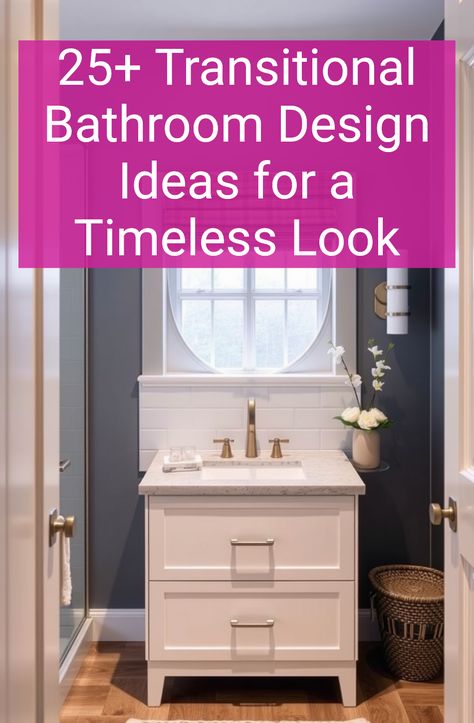 25+ Transitional Bathroom Design Ideas for a Timeless Look Modern Traditional Bathroom Design, Modern Traditional Bathroom, Transitional Bathroom Design, Modern Master Bath, Warm Color Palettes, Traditional Bathroom Designs, Modern Fixtures, Elegant Tiles, Glass Shower Enclosures