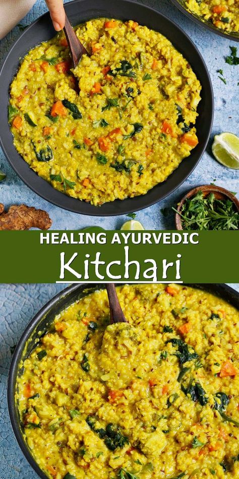 Ayurveda Kitchari, Kitchari Recipe, Moong Dal Recipe, Vegan Indian Recipes, Ayurveda Recipes, Ayurvedic Diet, Ayurvedic Recipes, Dal Recipe, Healing Food