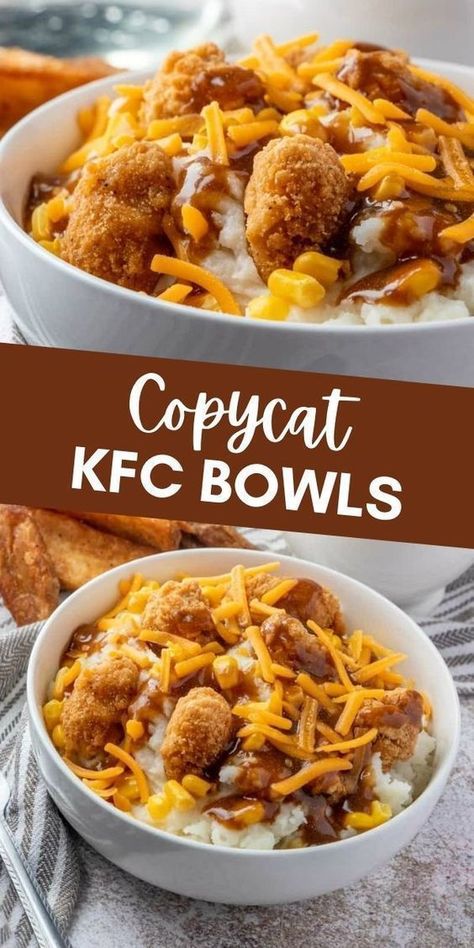 Kfc Bowls, Copycat Kfc, Fast Dinner Recipes, Easy Dinner Recipe, Cheap Dinner Recipes, Quick And Easy Dinner, Fast Dinners, Dinner Recipes Easy Quick, Recipe Healthy